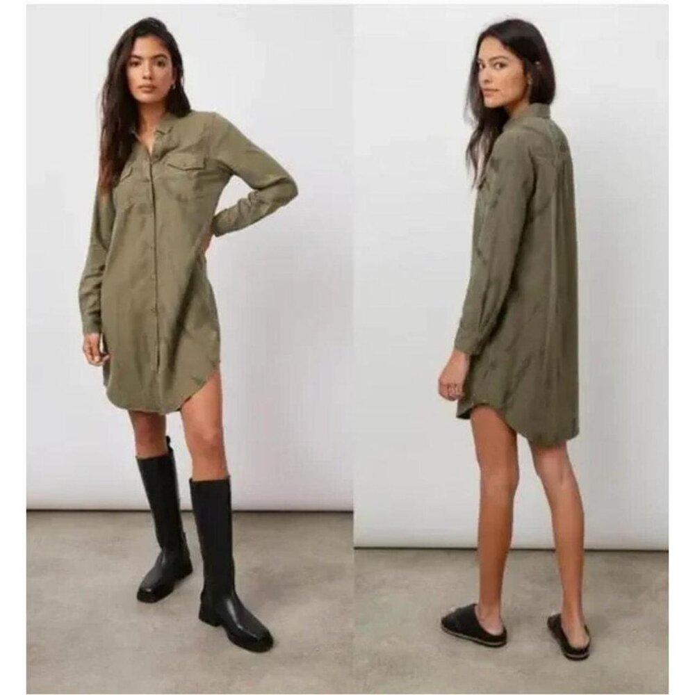 Rails | Sandra Mini Shirt Dress in Olive and Black Tie Dye